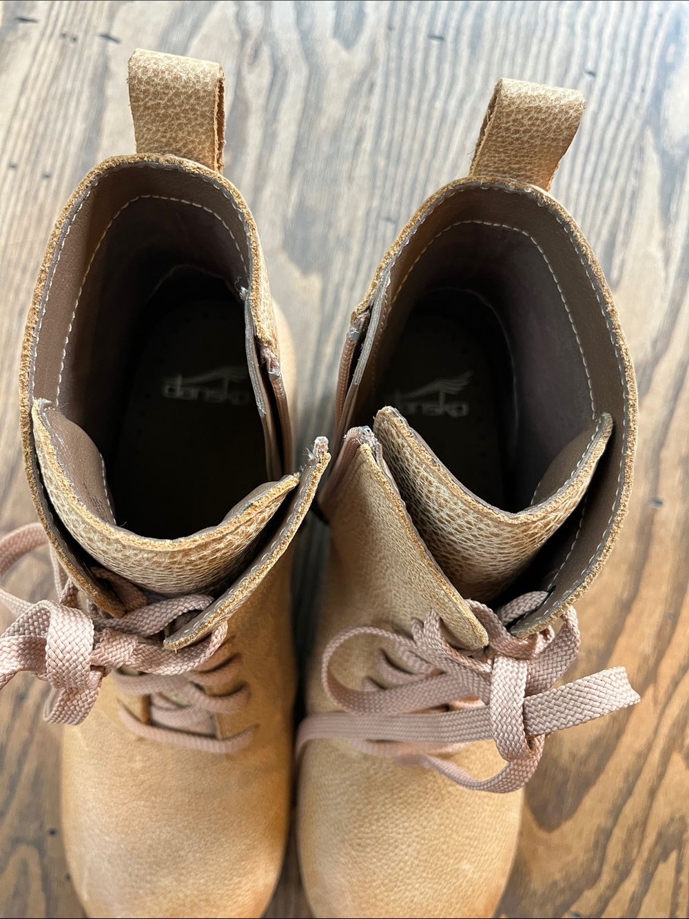Dansko Sigourney tan clog lace up boot leather size 8.5-9 size 39 - Picture 11 of 13